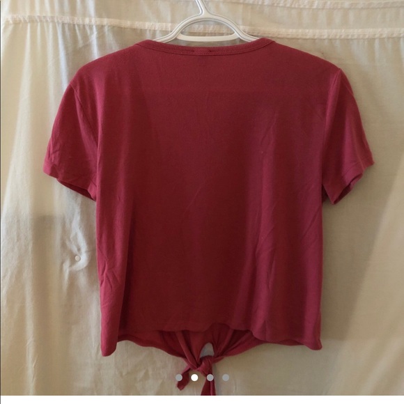Jcrew dark rose tshirt blouse with tie at bottom - Picture 2 of 4